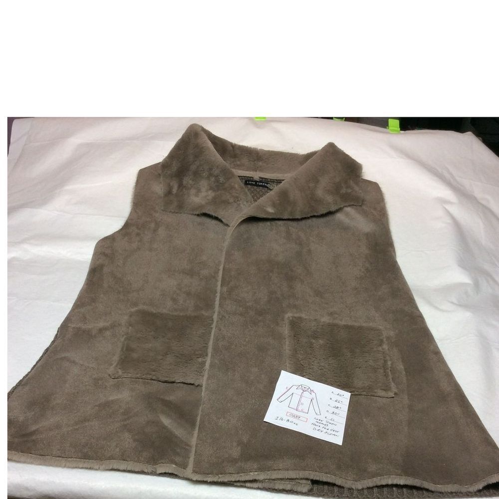 Love Token Faux‎ Fur Vest Sleeveless Collared Brown Plush Winter Layering